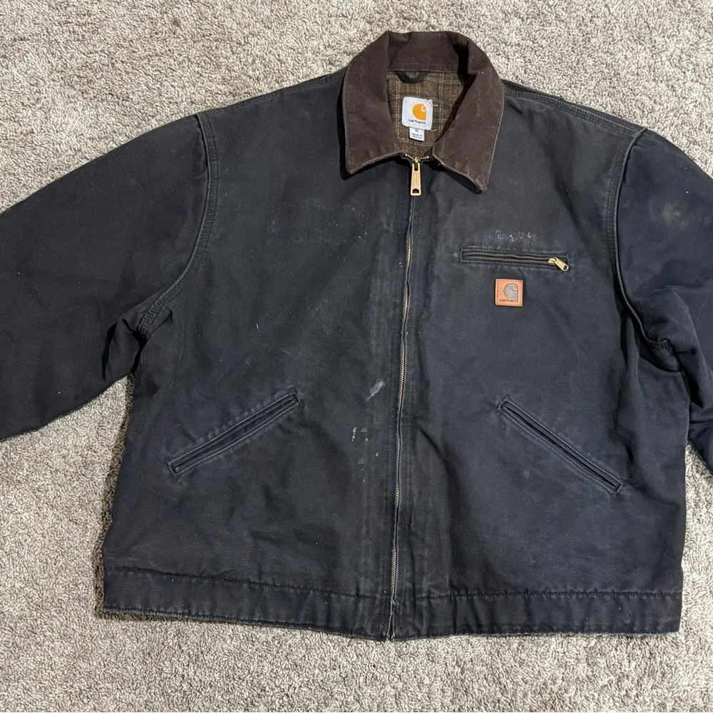 Carhartt Detroit Jacket Blanket Lined Men’s XL J97 Black Faded